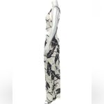 Farm Rio  Monstera Print Linen One Shoulder Cut Out Jumpsuit Black White large Photo 3