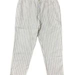 Lou & grey Size L Pants 36” 100% Linen Striped Ankle Cropped High Rise Women’s Photo 0
