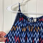 Sweet Storm  women’s electric blue red orange geometric cinched high neck dress M Photo 1