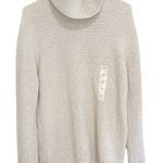 Old Navy Cozy Knit Turtleneck Sweater Ribbed Oversized Pullover Neutral Medium Photo 0
