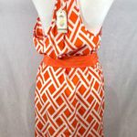 Mud Pie  orange and white geometric print vneck racerback dress size medium NWT Photo 5