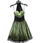 Vintage Y2K Cumbia Dress XS Green Satin Black Mesh Goth Fairycore Party Whimsy Photo 7