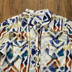 Tin Haul  Shirt Womens Large Cowgirl Pearl Snap Cream Blue Red Western Rodeo Photo 4