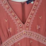 Francesca's Blue Rain Womens Dress M Orange Rust Embroidered Trim Ruffle Sleeve Boho NEW Photo 10