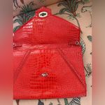 White House | Black Market Red Faux Crocodile Envelope Clutch Shoulder Purse Bag Photo 5