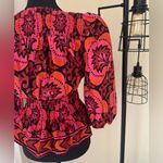 House of Harlow 1960 Nicole Ritchie Floral Balloon Sleeve Smocked Top Size Small Pink Photo 4