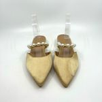 Lulus Hershie Champagne Satin Pearl Mules Women's 7 US Photo 3