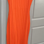 ZARA  Ribbed High Square-Neck Midi Dress in Orange Photo 0