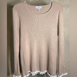 Calvin Klein  Womens Beige Pullover Ribbed Long Sleeve lettuce hem Sweater|Sz:L Photo 3