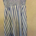 Angashion blue white stripe dress sz M nautical preppy teacher casual buttons Photo 5