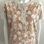 Miss Me Women's Embroidered Eyelet S/S Top in Oatmeal Combo sz small Photo 2