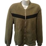 Zyia Active Flying V Fleece Bomber Jacket Sz. S Olive Green Active Cozy Gym Photo 2