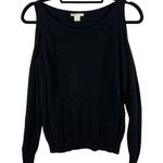 White + Warren Cold Shoulder Black Cashmere Sweater Women Sz M Minimalist Luxury Size M Photo 0