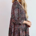 Dress Up Black Floral Tiered Mini Dress Size L Photo 2