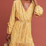 Anthropologie  Dolan Mustard Floral Long Sleeve Dress size XS Photo 0