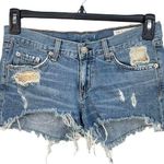 Rag and Bone  SZ 26 Jean Shorts Distressed Low-Rise Winnie Wash Zip-Fly Pocket Blue Photo 0