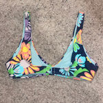 Aerie  Navy Floral Scoop Neck Bikini Top Photo 2