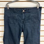 CAbi Style #146L Mid Rise Dark Denim Farrah Jeans Flare Wide Leg Size 12 Photo 2