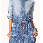 Urban Outfitters 𝅺Life in Progress LARGE  Blue Acid Wash Shirt dress Boho Belted Photo 2