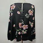 Ellos Satin Floral Blouse Womens 20 Silky Black Pink Feminine Chic Romantic Size undefined Photo 4