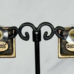 Chico's Pyramid Rhinestone Studded Square Stud Gold Tone Earrings Pierced Pair Photo 4