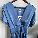 Anne Klein Blue Jay Washed Satin V-Neck Midi Dress Size 12 NWT Photo 4