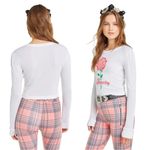Wildfox  • "Wallflowering" Mia Long Sleeve Top tee white cropped rose graphic Photo 10