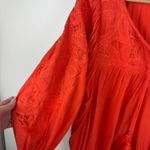 Crown & Ivy  Tunic Top Sz XXL Orange Embroidered Peasant Boho Lightweight Vibrant Photo 2