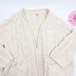 POL  Cable Knit Open Front Fisherman Cardigan Sweater Ivory Oversized Chenille Photo 5