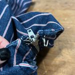 Altar'd State  small mini skirt blue red pinstripe zips up back stretchy denim Photo 8