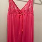 American Vintage VTG 90s Y2K Violets & Roses Lace Fuchsia Hot Pink Babydoll Cami Slip Dress - M Photo 0