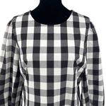 J. Crew Womens Puff Sleeve Oversized Gingham Top Black & White Size 6 Photo 1