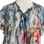 Tolani  Small  Top Blouse Short Sleeve Ruffled Abstract Colorful Boho Lagenlook Photo 1