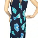Loft Ann Taylor Navy Floral Midi Halter Dress Size Small Sleeveless Sundress Photo 4