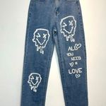 SheIn "all you need is love" high waisted women's straight leg jeans size XS Photo 1