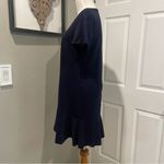 DKNY  Cotton Navy Blue Ruffle Bottom Dress With Sequin Logo Size L Photo 3