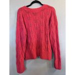 BCBGMAXAZRIA BCBG MAXAZRI Bright Red Pointelle Knit Chenille Pullover Sweater‎ Size Large Photo 3