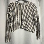 Storia  Black and White Striped Knit Long Sleeve Crop Top Small Photo 2