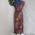 Dots Boho Print Multi Color Maxi Dress Red Size L Photo 4