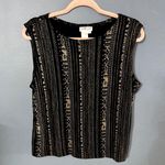Coldwater Creek Vintage Matching Cardigan and Camisole Top Black & Gold Pattern Photo 1