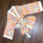 Diane Von Furstenberg Vintage Diane von furstenburg paisley floral orange boho kimono robe fall 70s M Photo 0