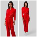 Saks 5th Avenue VTG Saks Fifth Avenue Orange Velour Long Sleeve Zip Front Collar Jumpsuit, sz. L Photo 3