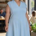 Calvin Klein NWT Cap Sleeve Scuba Knit Fit & Flare Dress 18W, LIGHT BAYOU Photo 0