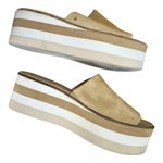 Veronica Beard  Eunise Leather Wedge Platform Sandals Size 10.5 Beige White Photo 2