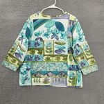 Allison Daley Top Women XL White Multicolored Floral Leaves Shirt Photo 4