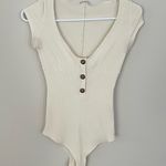 Reformation Marten Ivory Ribbed Scoop Bodysuit Buttons (S) Photo 0
