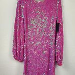 Retrofête Retrofete Tara Crochet Dress Iridescent Pink Long Sleeve XS/S NWT Sequins Photo 2