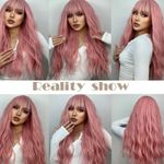 Pink Wig Long Fluffy Curly Wavy Hair Wigs Heat Friendly Synthetic Cosplay Photo 2