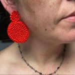 Big Red Beaded Drop Statement Earrings Red Photo 2
