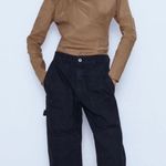 ZARA Long Sleeve Kaki Linen Blouse Size S Photo 3